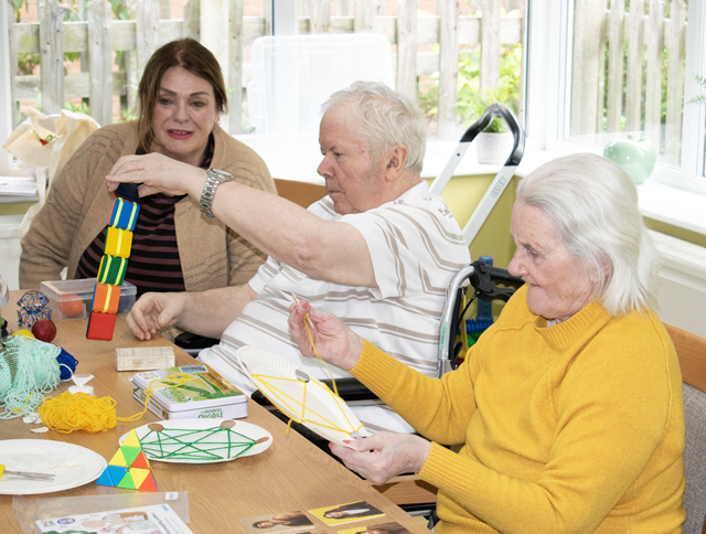 Cllr Maggie O'Rourke, Rugby Borough Council portfolio holder for partnerships and wellbeing, joined residents from the Westlands Care Home to take part in the Good Times roadshow.